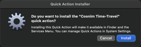 MacOS prompt to install the Finder Quick Actions