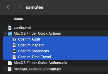 Finder window showing contents of the MacOS Finder Quick Actions folder